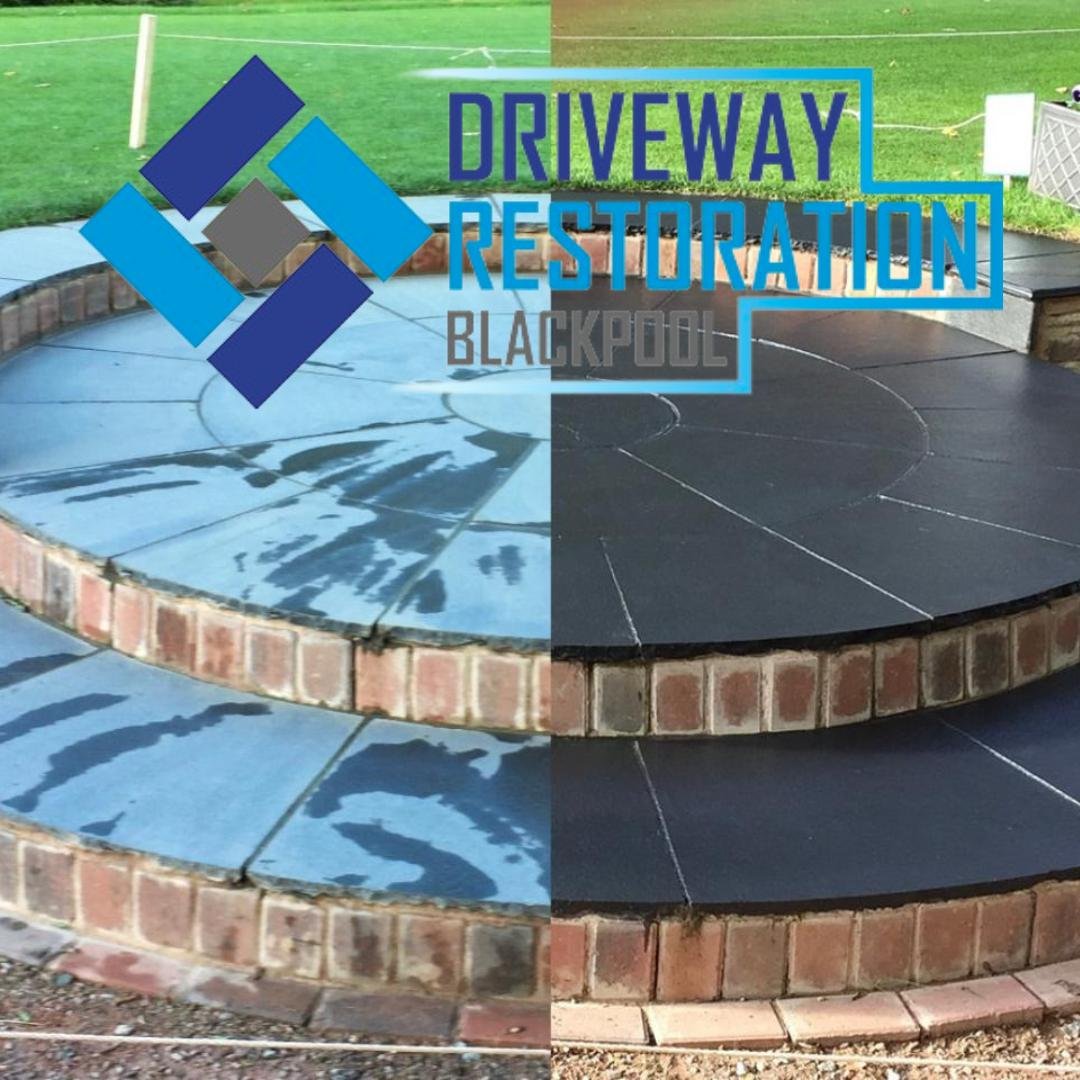 Before and after restored driveway steps