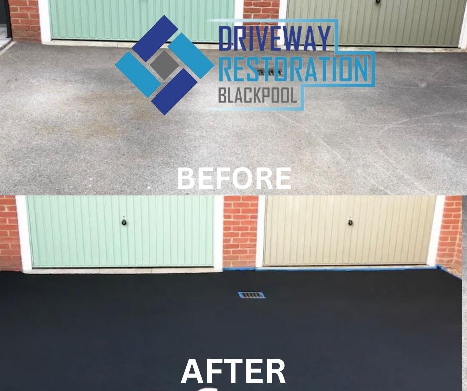 Before and after tarmac style driveway